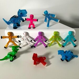 Assorted Stikbots People Dog Dinosaurs Set of 11 (29-ZZ8)